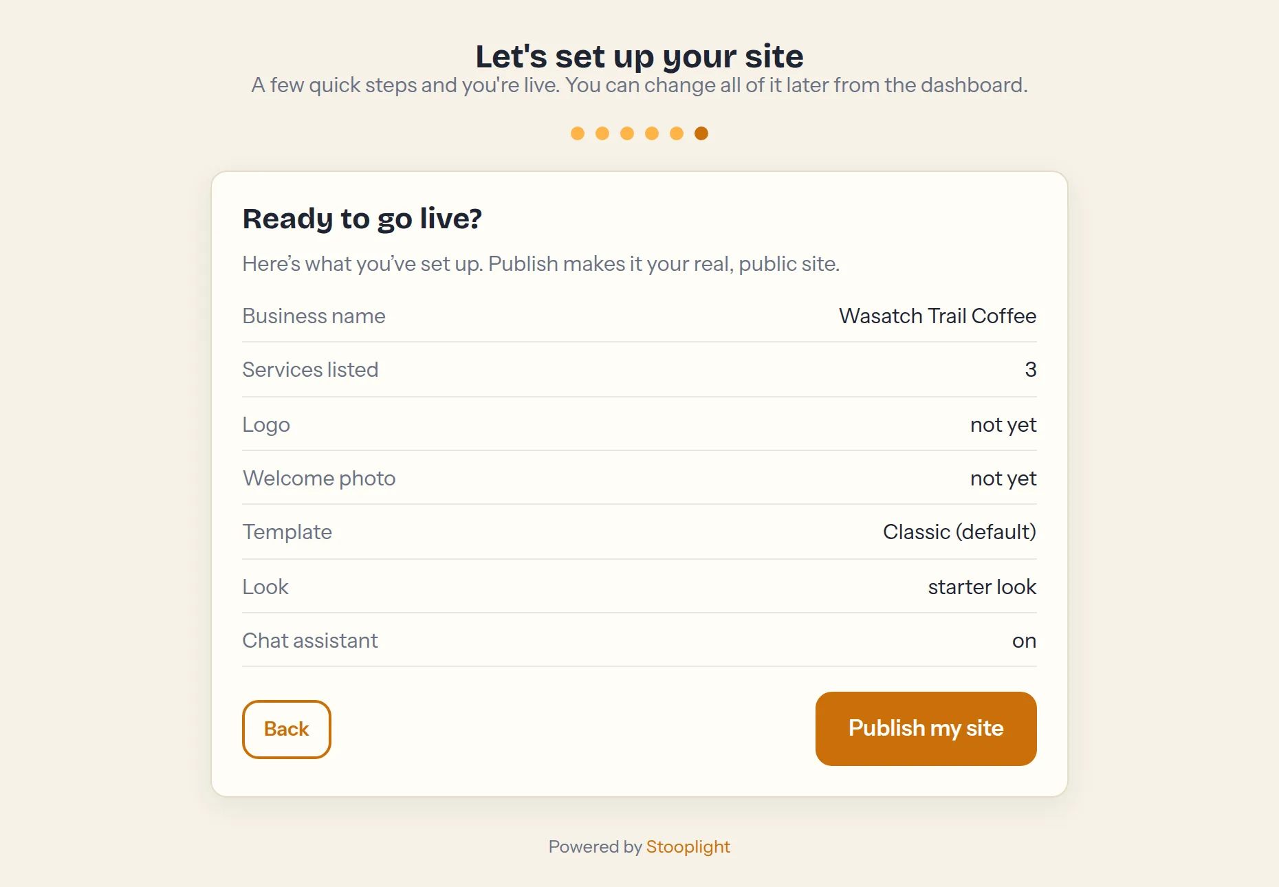 Step 6 — review and publish